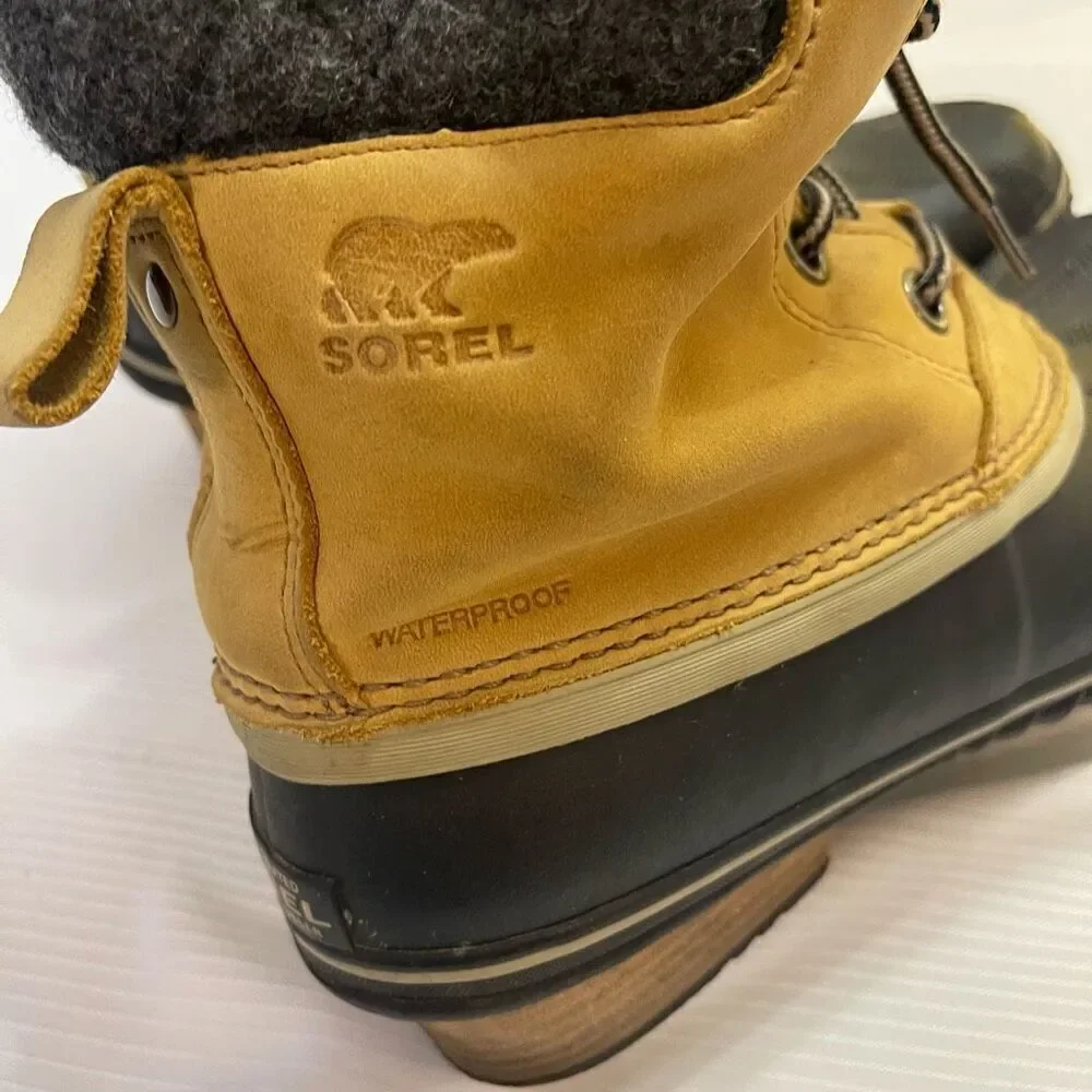 Sorel Slimpack Lace II Duck Boots Womens 9.5 9 1/2 NL2348-286 Elk Black